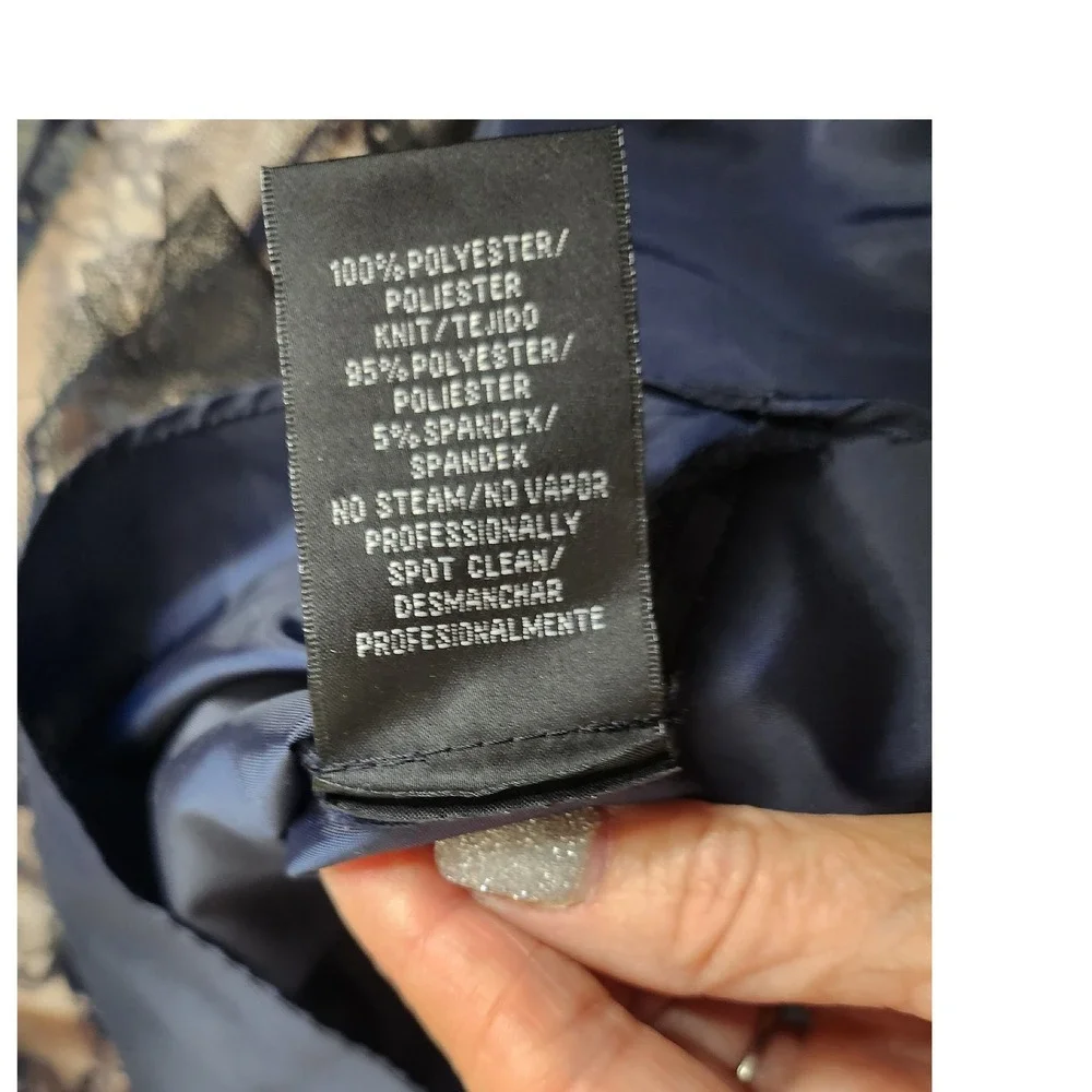 J.R. Nites by Carol‎ Lin Fit & Flare Royal Blue / Champagne Lace Skirt Dress 6 - Picture 10 of 11